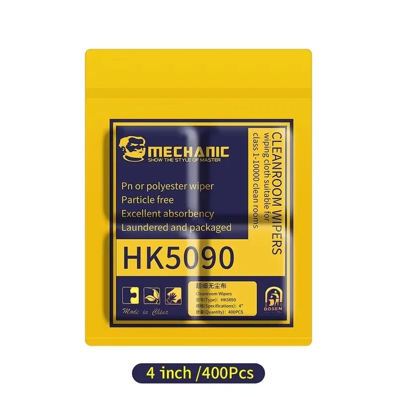 MECHANIC HK5090 Staubfreies Tuch 4 Zoll 10*10cm Superweiches LCD-Bildschirm-Reinigungstuch für Reinraum, Handy, Tablet, Kamera-Reinigung – Detail 9