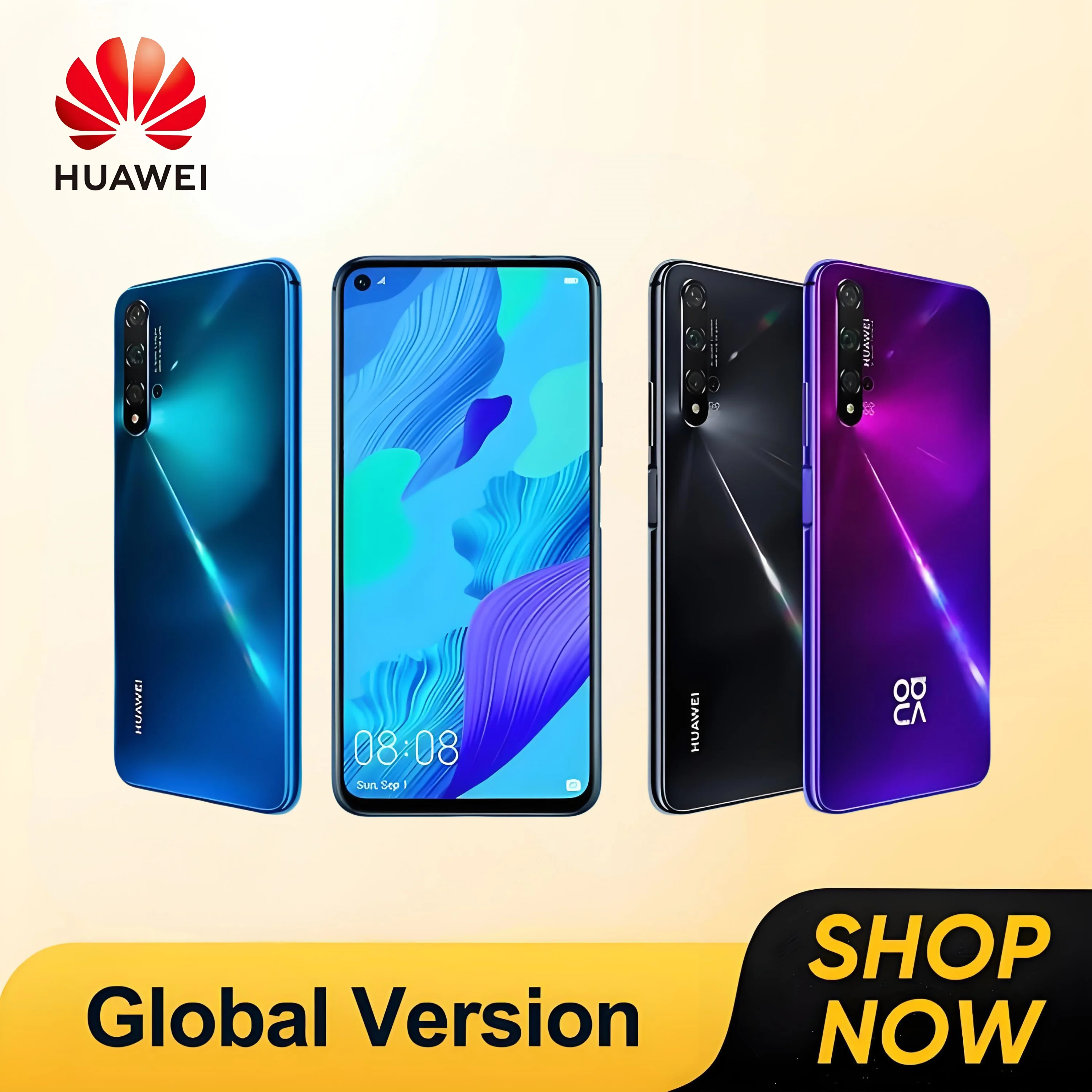 Huawey nová 5T smartphone android Google kereső Dram Áruraktár 48MP camer 6.26 hüvelykes 128GB 256gb ROM Mobil telefonok 4G háló Alapszerv telefon