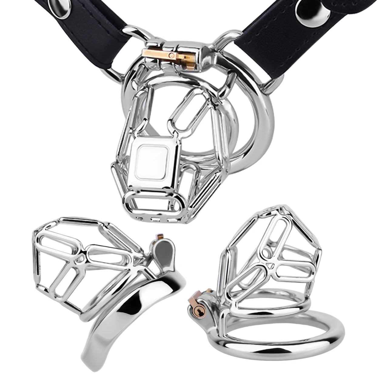 FRRK Breathable Stainless Steel Chastity Device Penis Bondage Lock Two-Way Waist Strap Adult Game Abstinence Erotic Toys For Men