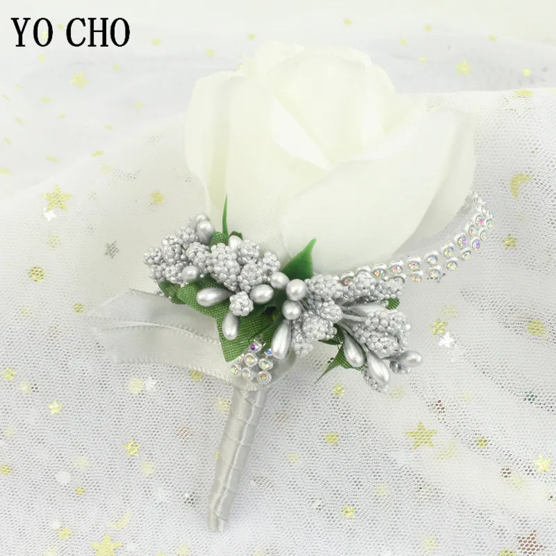 Neue Hochzeit Blume Im Knopfloch Blume Corsage Pin Mariage Bräutigam Prom Weiß Rose Blume Im Knopfloch Für Prom Männer Anzug Brosche Para Hombre DIY