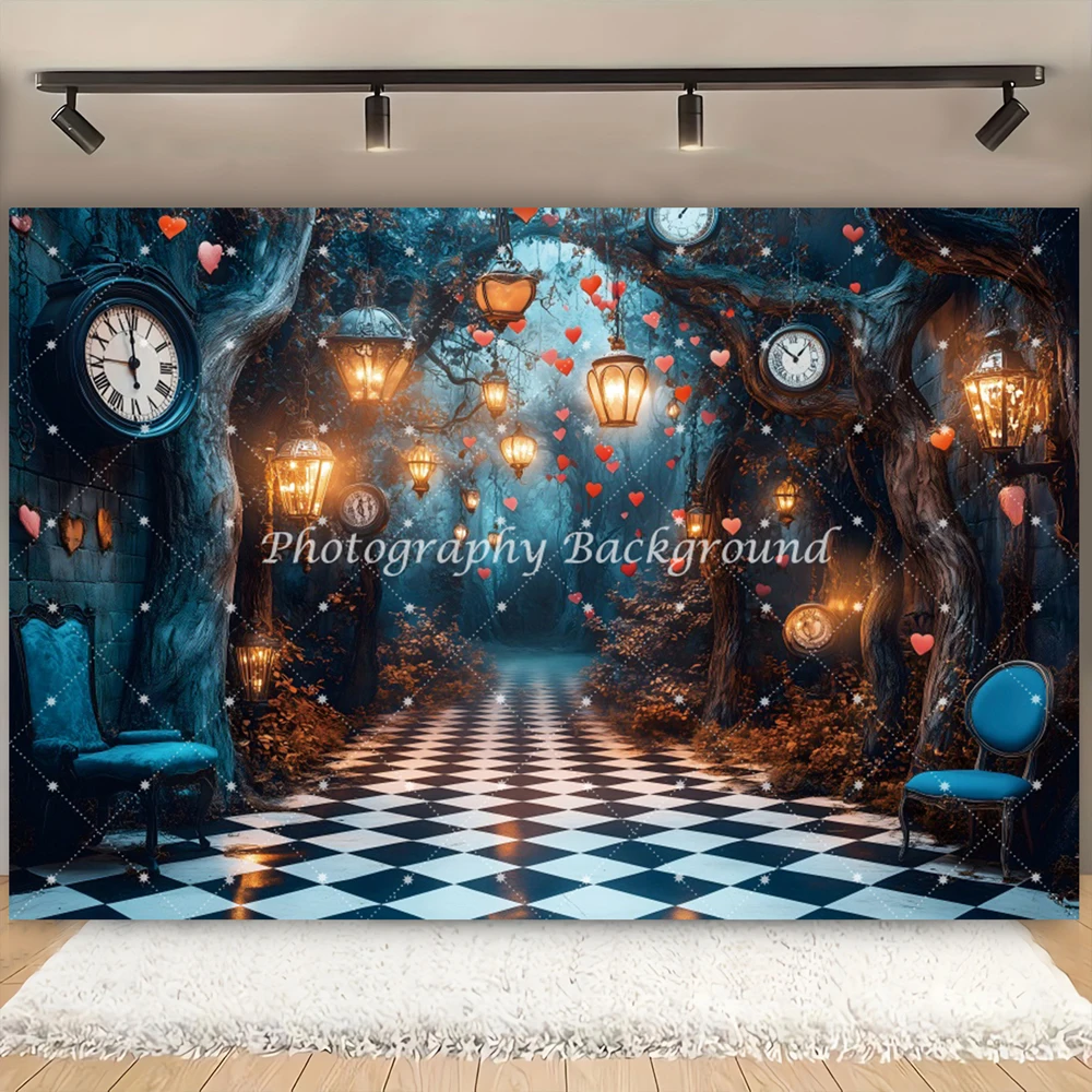 

Fantasy Fantasy Adventure Jungle Photography Background Magic Clock Birthday Party Decor Baby Shower Backdrop Photo Booth Props