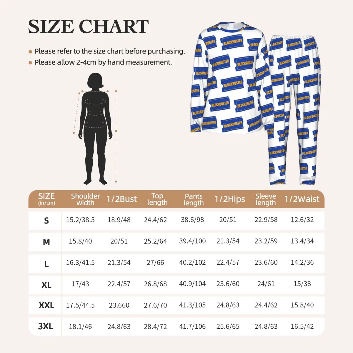Blockbuster Video Logo Round Neck Long Sleeves Nightdress for Sleeping Sleepshirts Women Loose Pajama Set Long Pants
