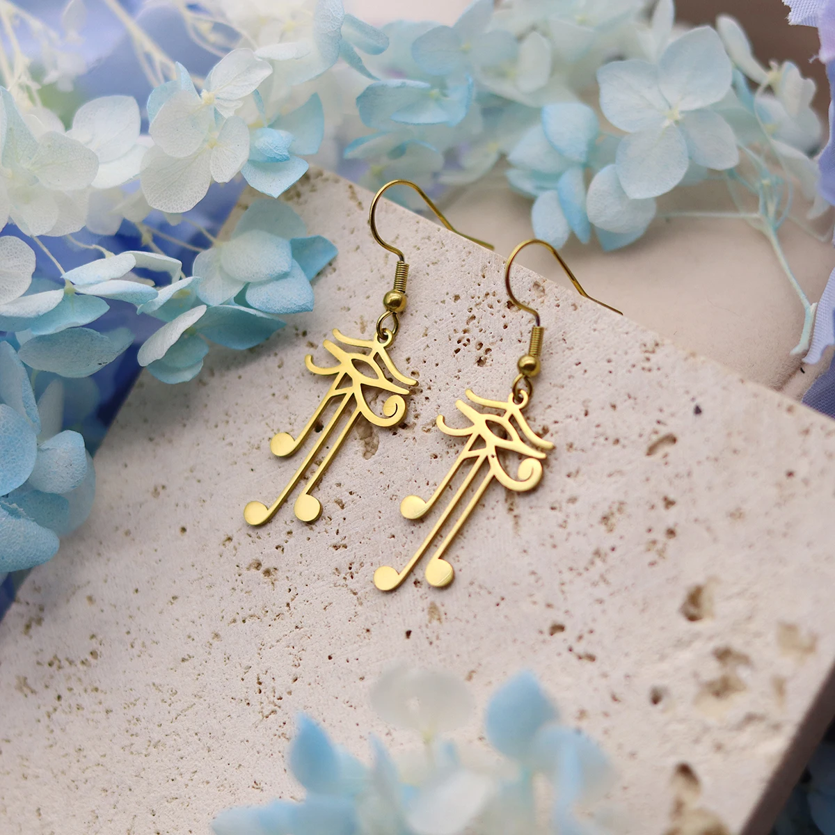 Kinitial Gothic Horus Eye Drop Earrings For Women Music Note Dangle Hooks Earrings Girls Party Holiday Jewelry Gifts