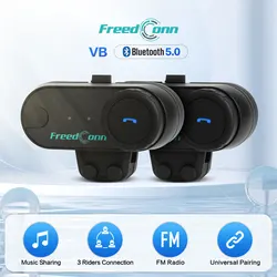 Freedconn TCOM-Oreillette Bluetooth 2 en 1 pour moto, appareil de communication pour casque, microphone, haut-parleur, son stéréo, radio FM