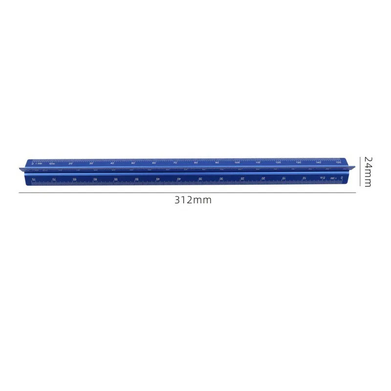 1pc 12 Inch Architectural Scale Ruler Triangular Scale Ruler Aluminum Alloy Metal Scale Drafting Tools Office School Supplies