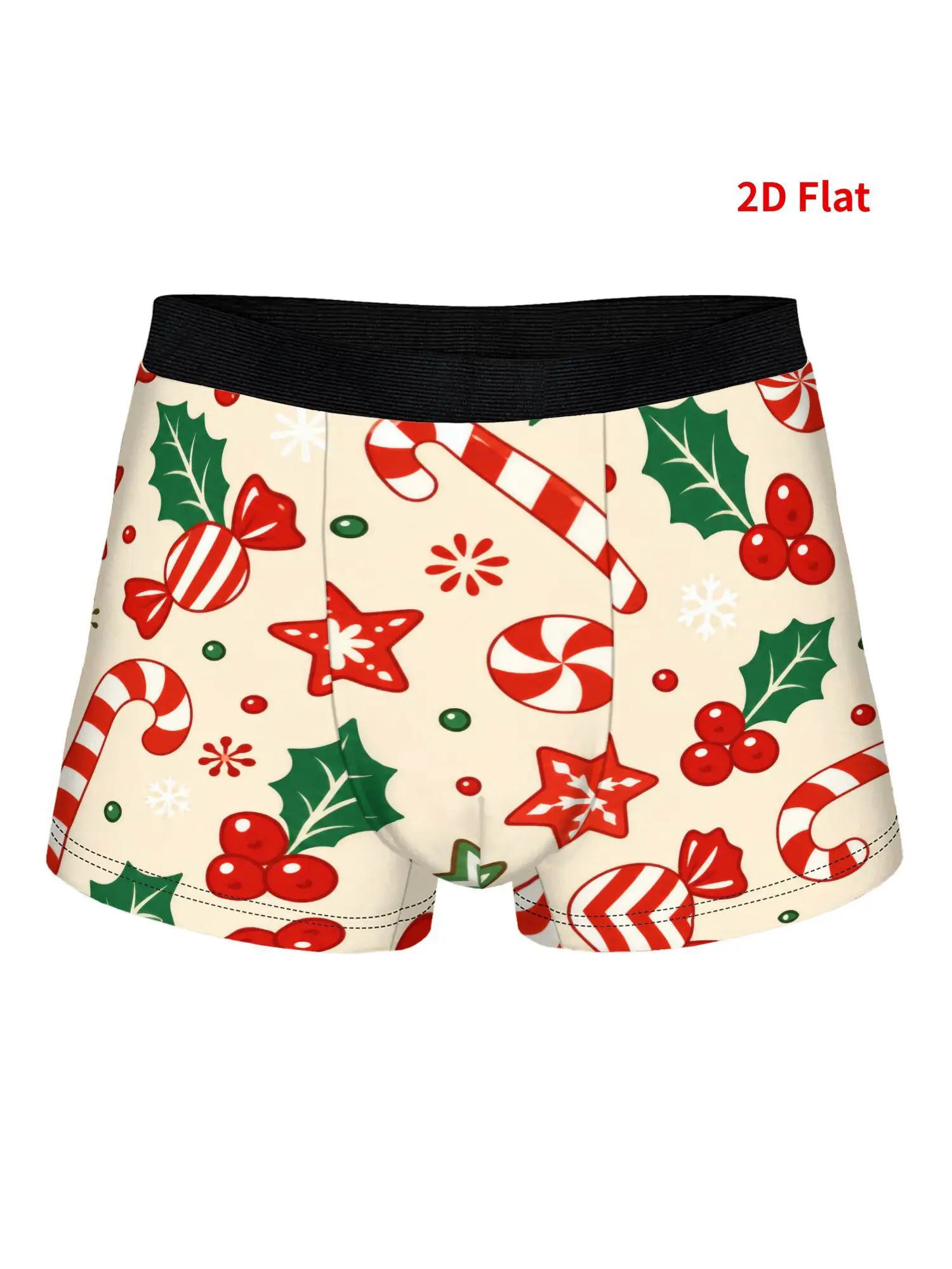 2D Print Design Holiday Candy Men'S Graffiti Underwear, Bright Color, Soft Fabric, Daily And Casual Wear