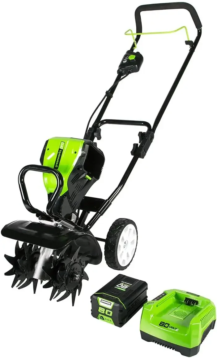 80V 10 inch Cultivator with 2Ah Battery and Charger, TL80L210, Black And Green