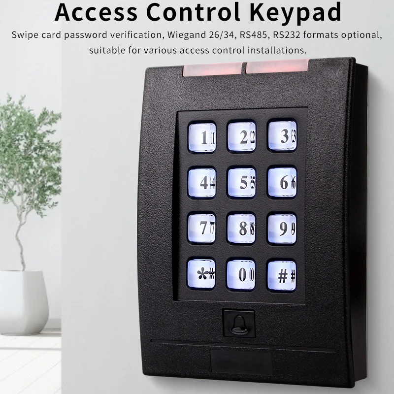 125KHZ EMID Access Control Keypads,RFID Card Reader, can Receive Doorbell, Supports Wiegand 26/34, RS232, RS485, UART TTL Format