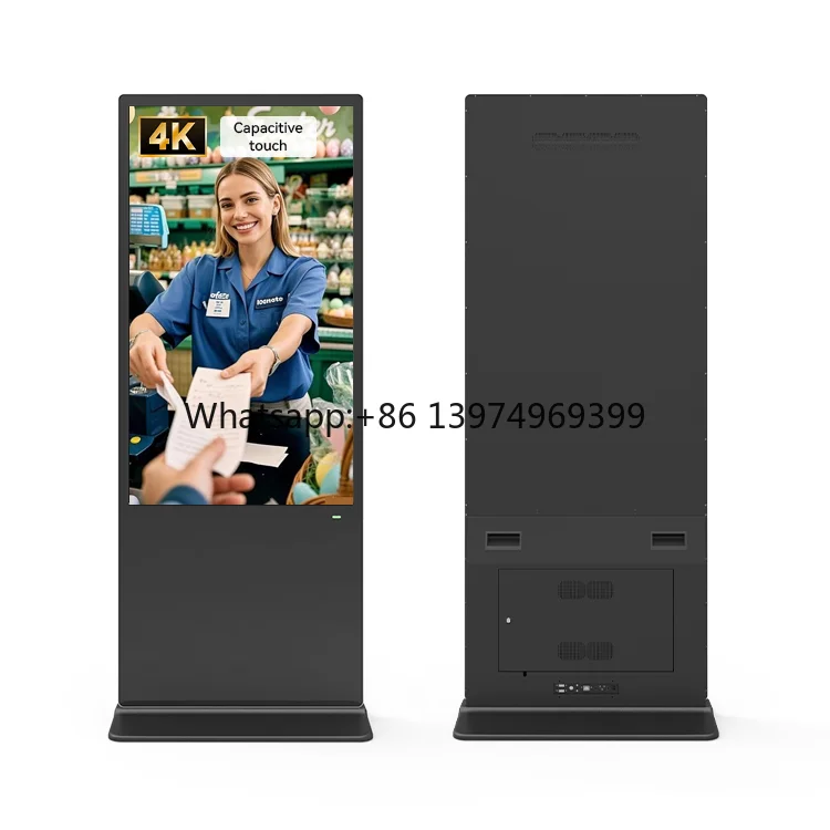 Floor Standing Kiosk Stand Vertical Capacitive Touch Screen Advertising Display Screen Stand Floor 65 Inch for Shopping Mall