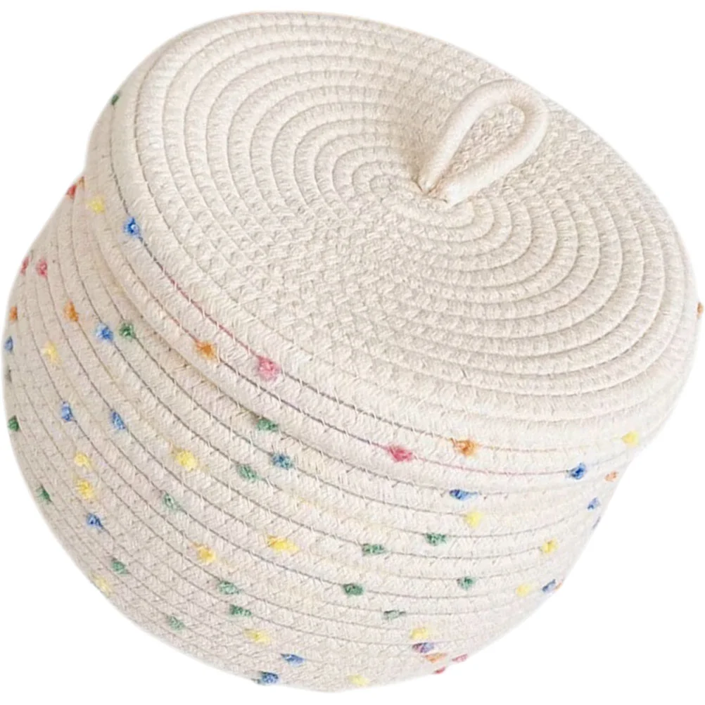 

Laundry Hamper with Lid Rope Storage Basket Household Snack Holder Wicker Baskets for