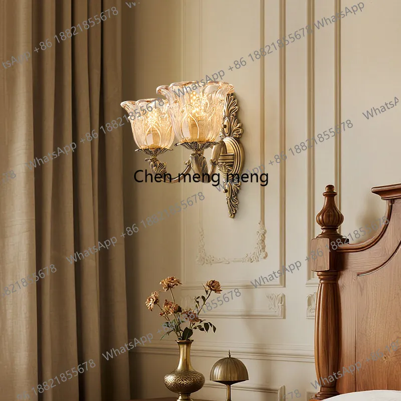 

American Middle Age, French Vintage, Living Room Background Wall, Bronze Study Staircase Wall Lamp