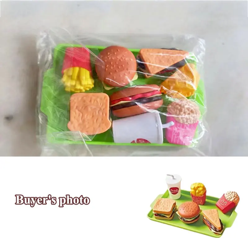 Kids Small Kitchen Toy Pretends Play Fast Food Hamburger Cookie Mini Pizza Snack for Children Educational House Gift