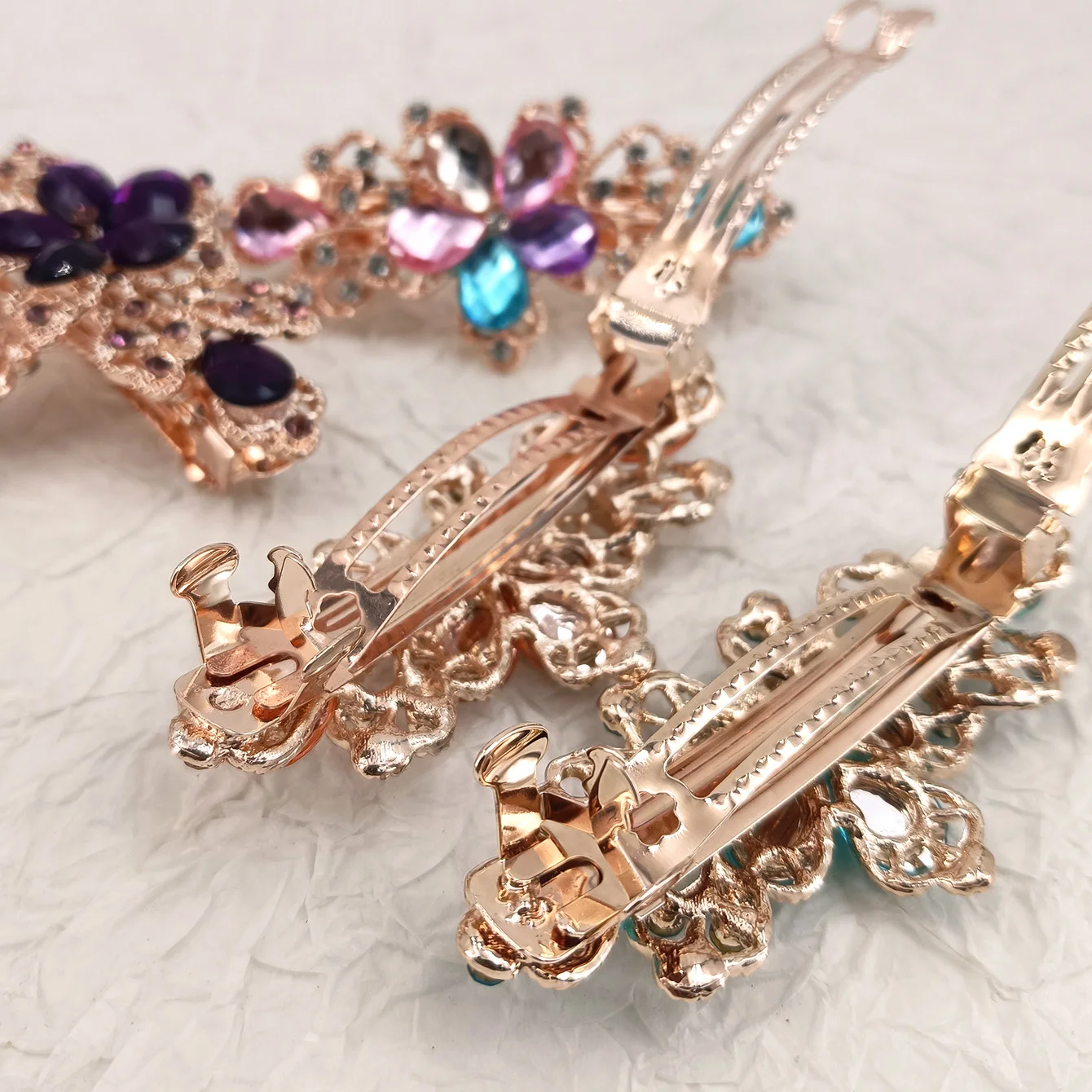 Kristall Floral Haarnadel Mädchen Damen Hairwear Schmuck Für Frauen Strass Legierung Haar Clip Party Haarspangen – Detail 4