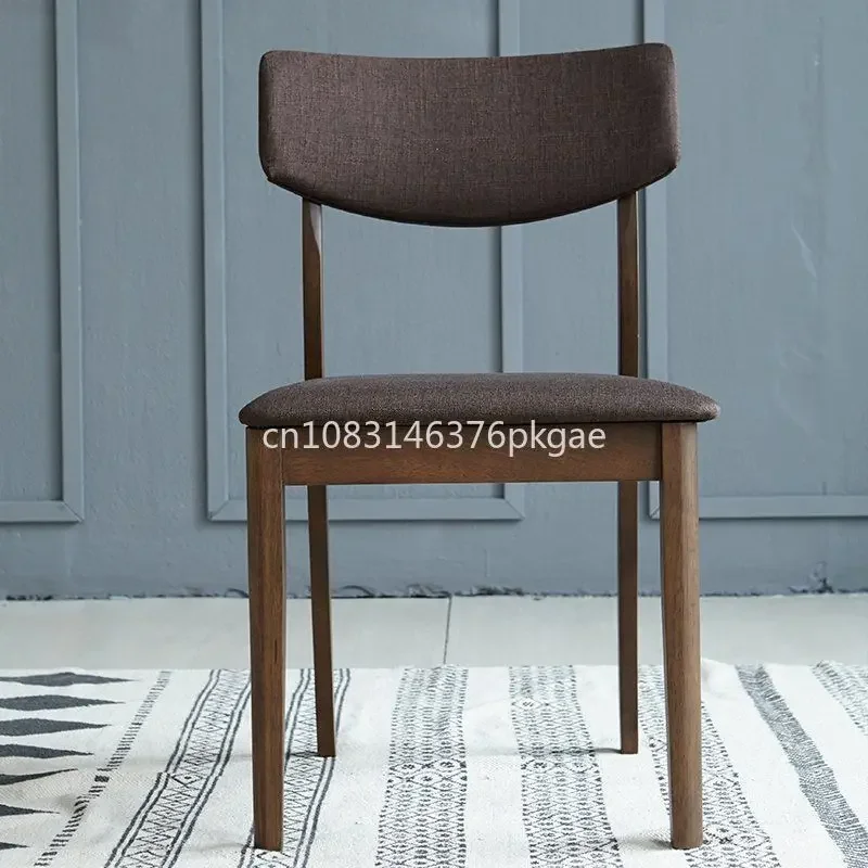 Imported Solid Wood  Walnut Color Simple Dining Chair Small Household Dining Table and Chair Furniture