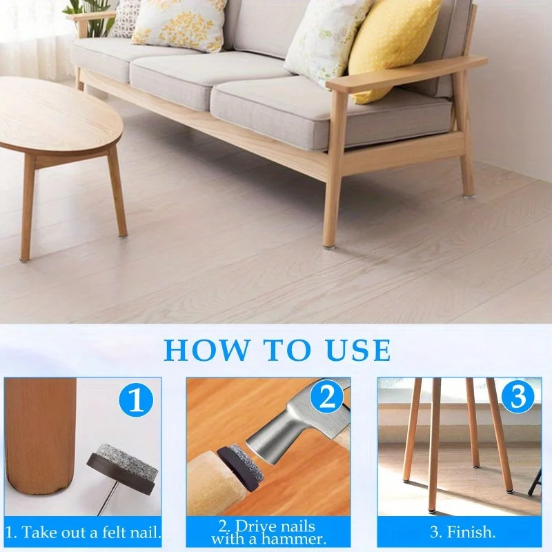 50 قطعة من طائرات الشراعية ذات أرجل الكرسي - مسامير دائرية مقاس 20 مم للكراسي والطاولات الخشبية، حماية أرضية ناعمة مع صندوق تخزين