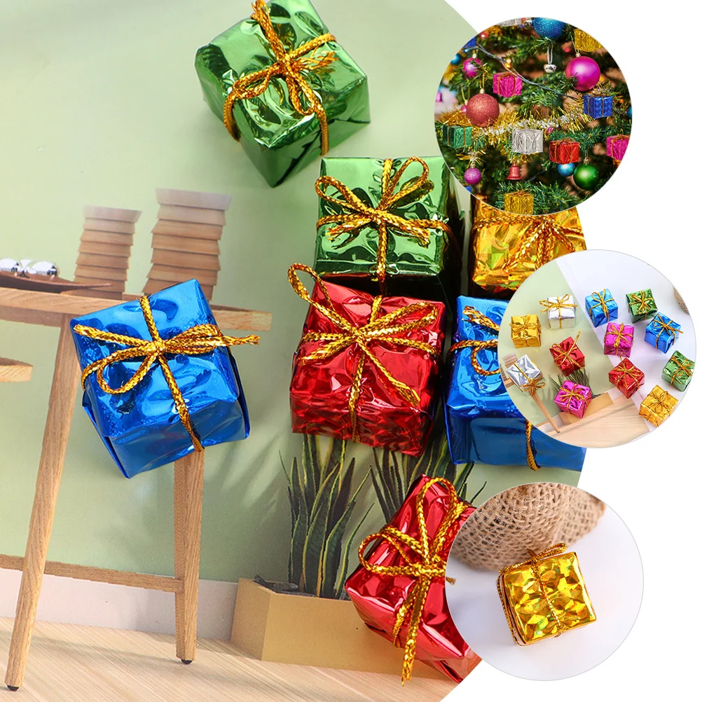 

36Pcs Christmas Tree Hanging Ornaments Gift Box Shape Mini Xmas Pendant Party Hanging Decoration Supplies Mini Gift Boxes