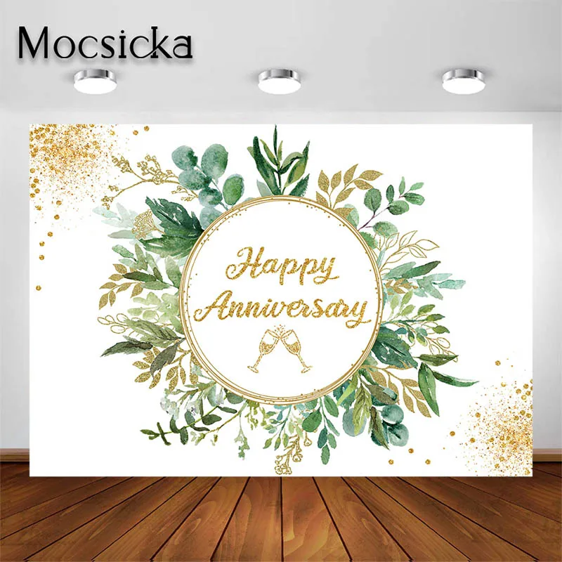 Moclicka spanduk dekorasi pesta ulang tahun, latar belakang daun hijau anak-anak dewasa potret Studio foto Prop spanduk dekorasi pesta