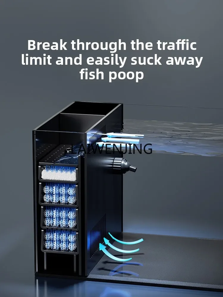 

side filter fish tank small ecological ultra-white self-circulation integrated small glass aquatic plant tank