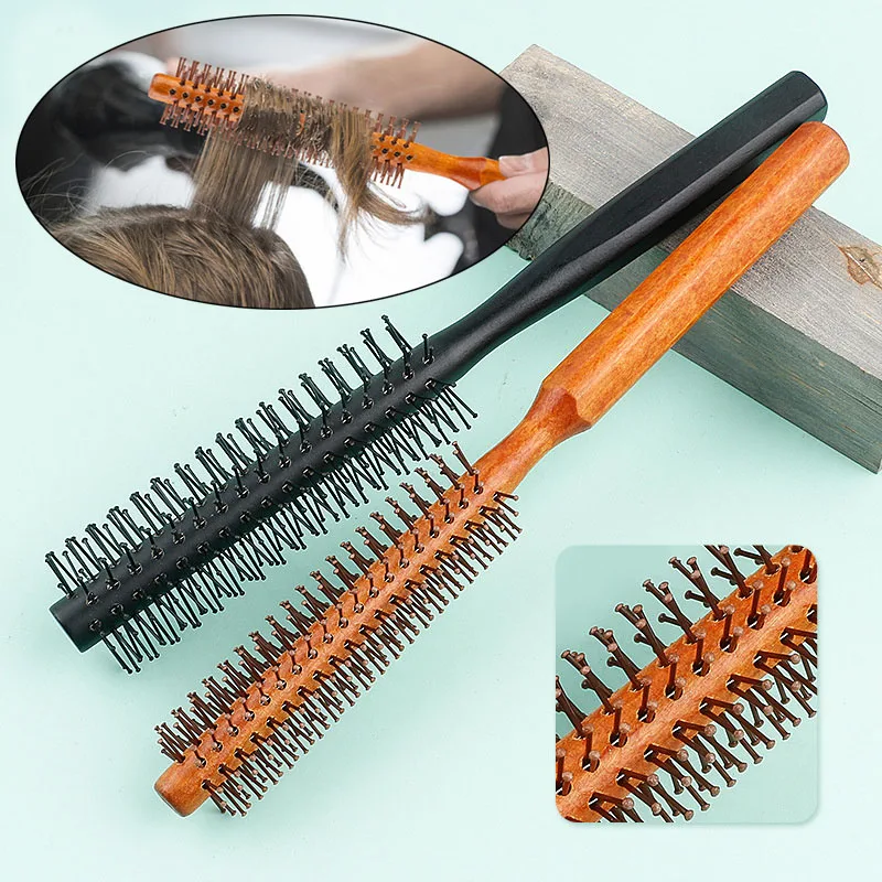 

1/2 шт. деревянная роликовая расческа для объемных корней, круглая расческа для укладки волос с нейлоновой щетиной для сушки феном и укладки локонов