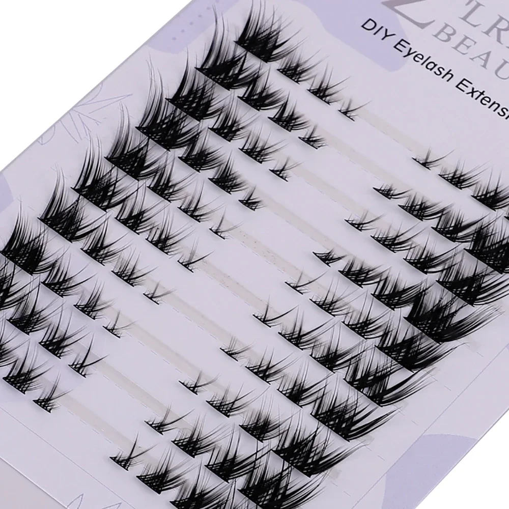 10 Rows Segmental Cluster Lashes Extension Invisible Band Natural False Fox Eye Lashes Little Devil Fairy 3D Cat Eye Faux Mink