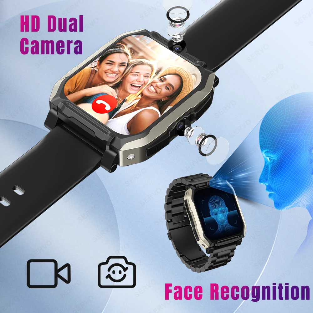 4G+128GB Smart Watch KOM8 SIM Card Android HD Camera for Men Women Wifi GPS Google Play Store Call Music Face Recognition 2024