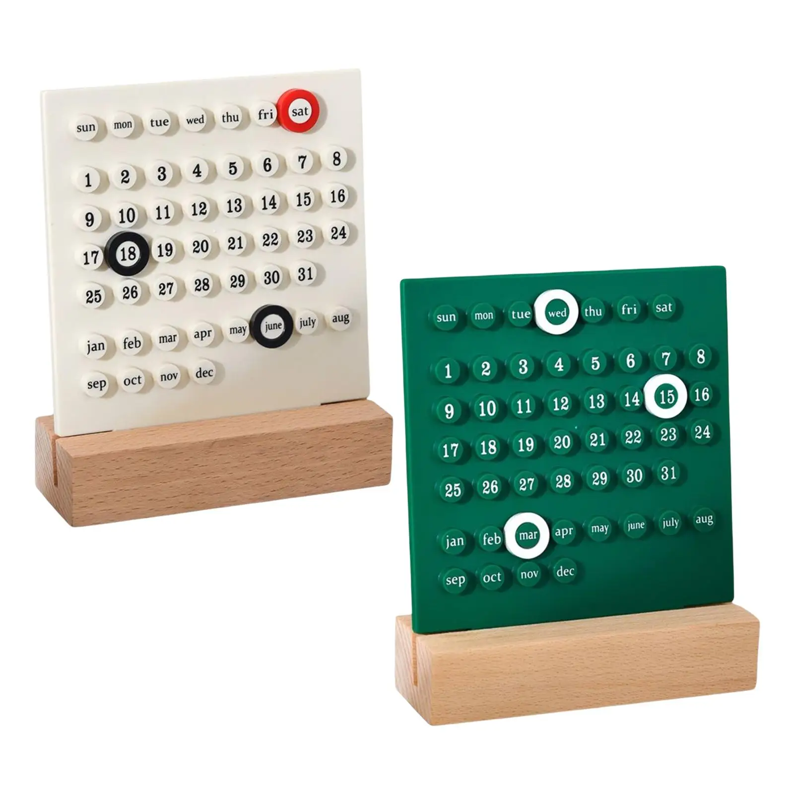 suntekmall Wooden Desk Calendar Ornaments Office Date Planner Supplies for Kid