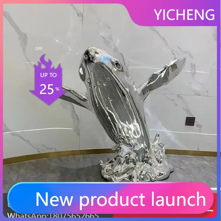 

Напольное украшение LYY из стекловолокна с гальваническим покрытием в виде кита, инсталляция для лобби и настенного декора