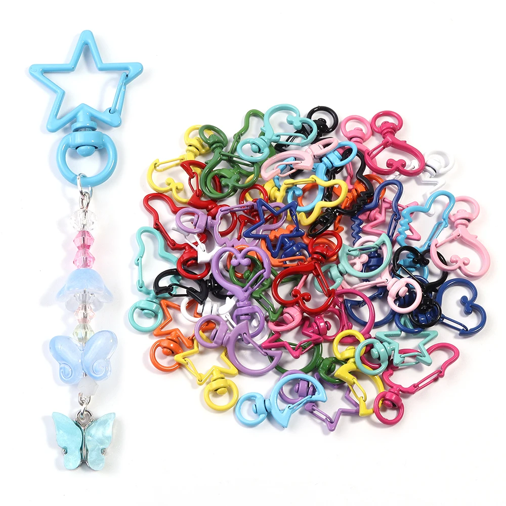 10 Stück/Set Legierung Karabinerhaken Herz Stern Mond Schlüsselanhänger Schnappverschlüsse DIY Schlüsselring Anhänger Schmuckherstellung Zubehör – Detail 2