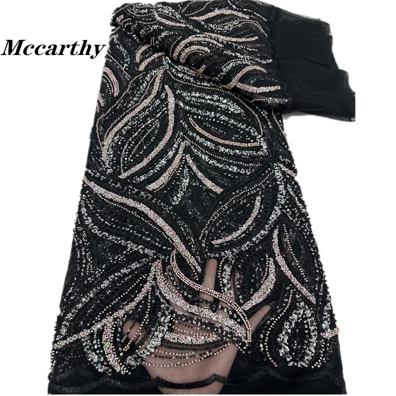 

Mccarthy Luxury African Beads Lace Fabric High Quality Nigerian Sequins French Lace Fabric for Wedding Party Sewing RF65YY-29