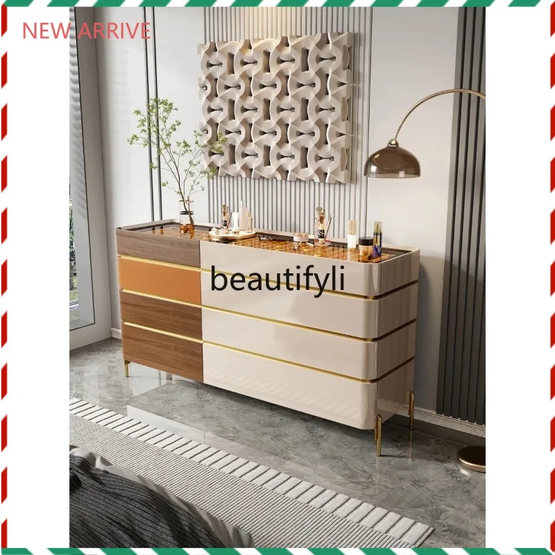 

D2520 Italian light luxury chest modern simple solid wood living room eight bucket cabinet paint storage