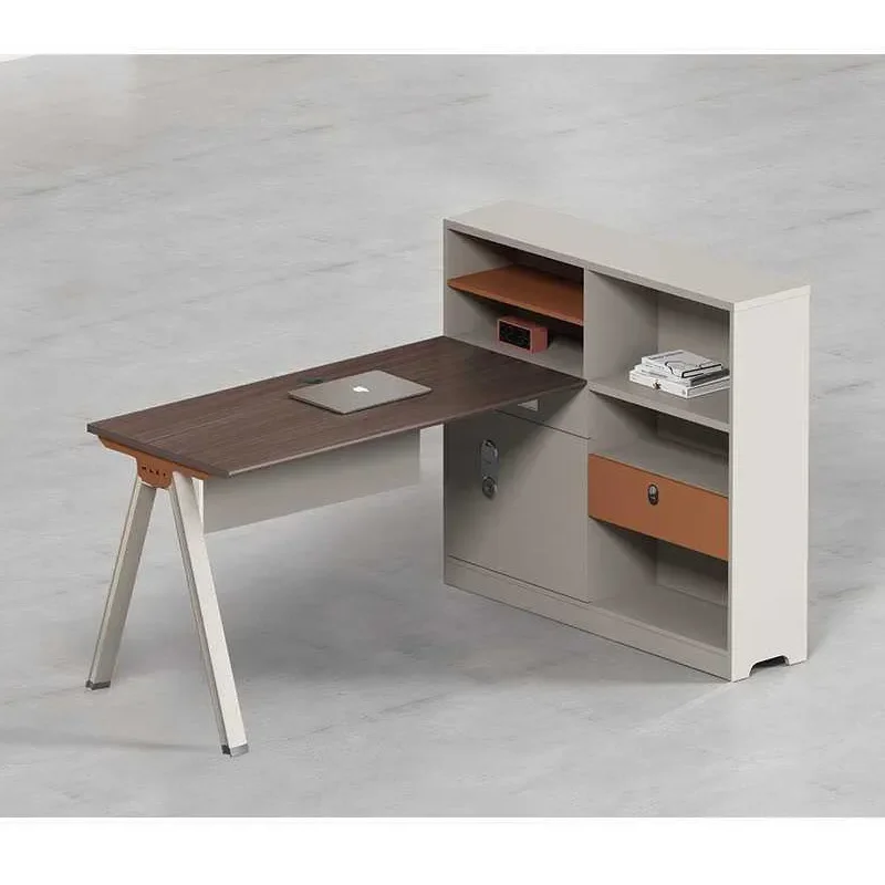 Modern Office Desk and Chair Set with Side Cabinet  Workstation for Staff Financial Card Seat Simple Design