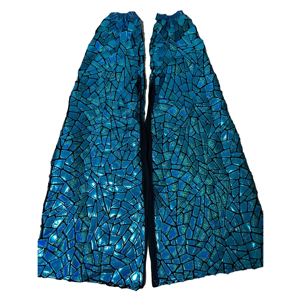 

Stilt Walker Pants Cover Women's Blue Metallic Similar Mirror Laser Leg Cover Stage Performance Bar Party Rave Costume