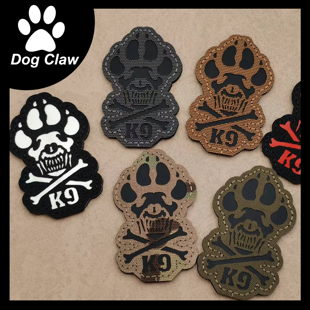 Cute Pet Dog Claw Pattern Service Dog Animal Claw Black IR Patch Pet Dog Vest Clothing DIY Reflective For Animal Pet K9 Labels