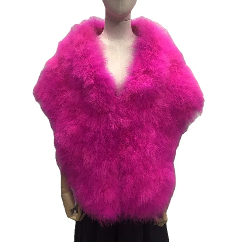 Women Real Ostrich Feather Shawl Wraps Stole Shrug Winter Bridal Wedding Scarf Cape