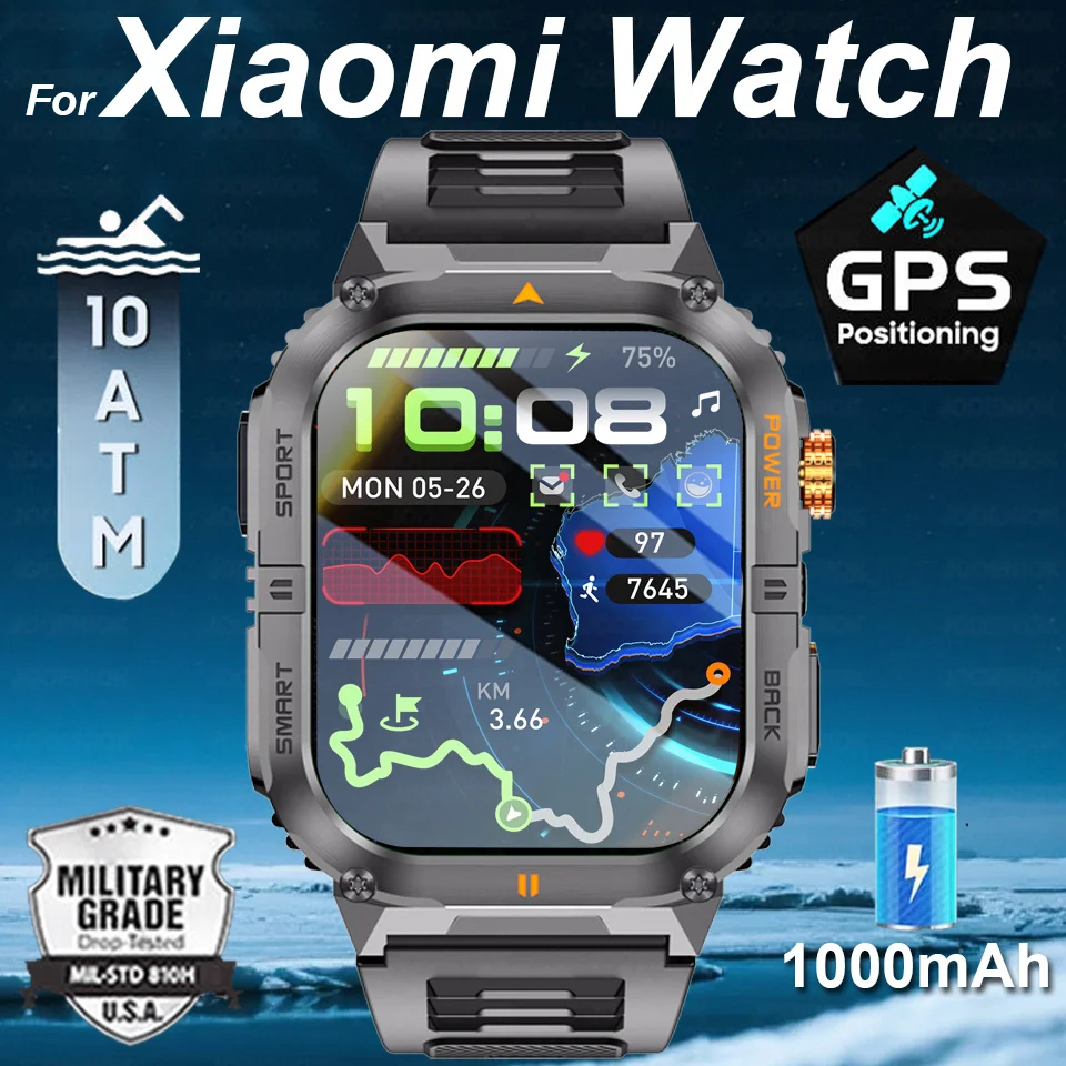

2025 New Military Sports Smart Watch 1000Mah Battery Voice Call GPS Track 5ATM Waterproof Tactics Sport Fitness Smartwatch Men