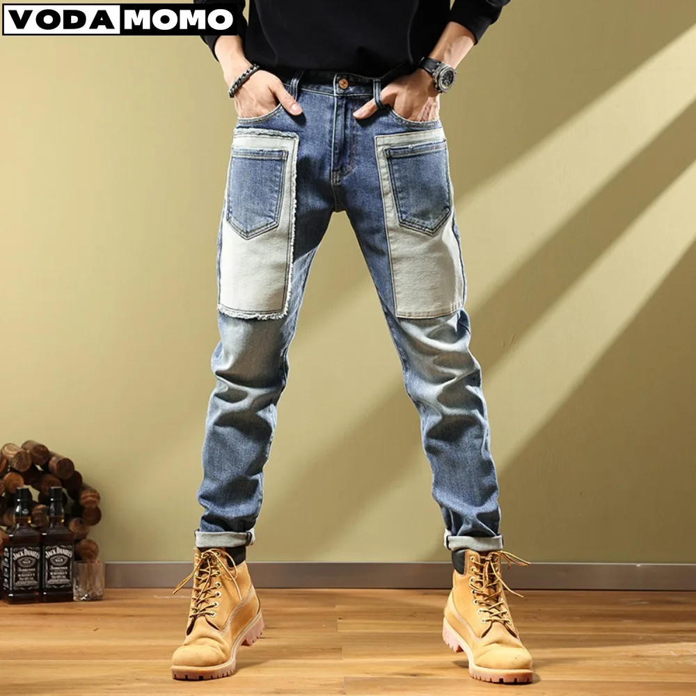 Ripped Jeans Men Slim Straight Frayed Denim Pants Young Male Skinny Bound Feet Jeans Multiple Syles  Baggy Jeans  y2k Clothes