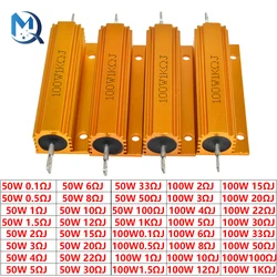 1PCS 50W 100W Aluminum Power Metal Shell Case Wirewound Resistor 0.01-100K 0.1R 0.5R 1R 2R 4R 6R 8R 10R 20R 1KΩJ ohm Resistor