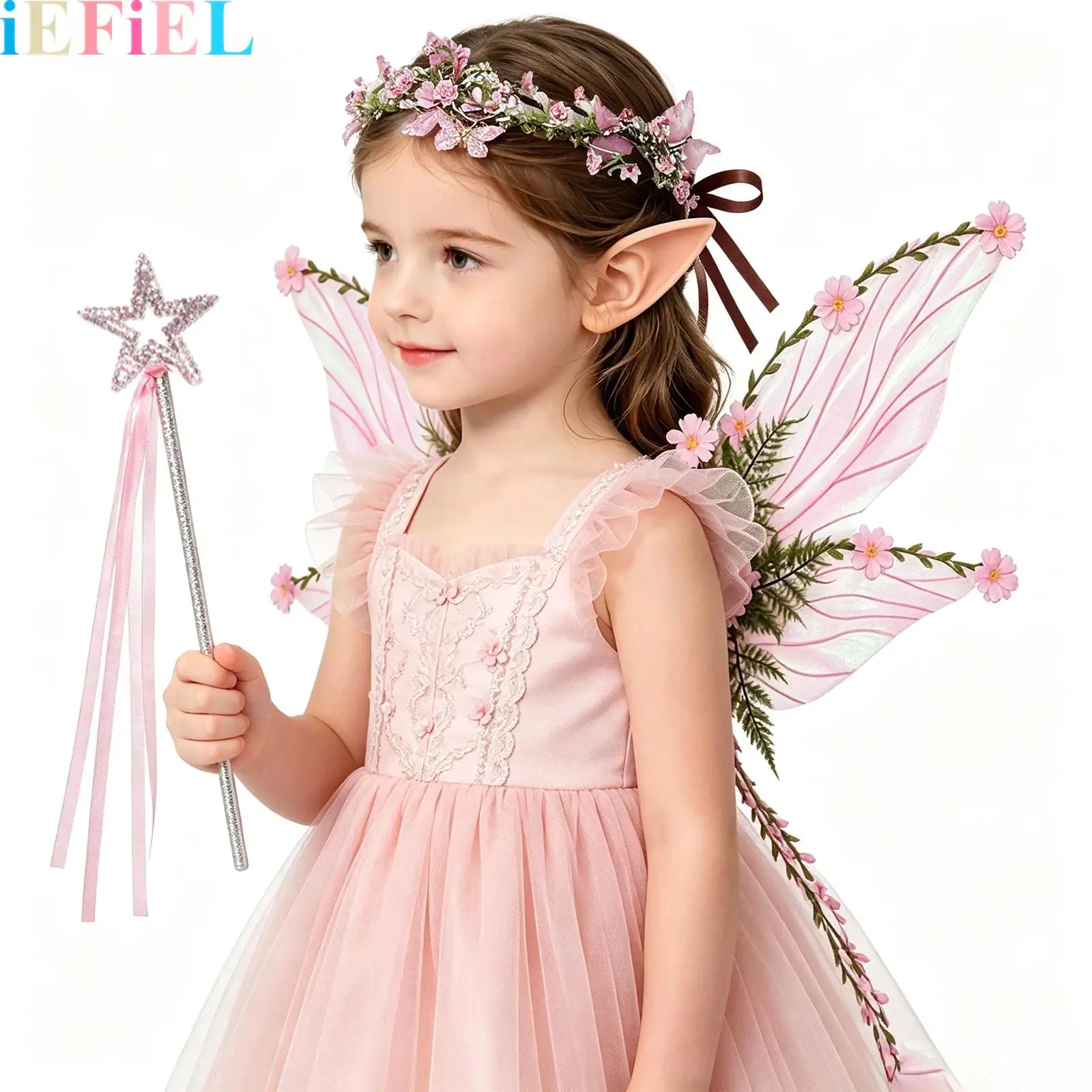 

Fairy Wings Iridescent Fairy Costume Set for Girls Women Angel Butterfly Garland Elf Ears And Wings for Party Cosplay