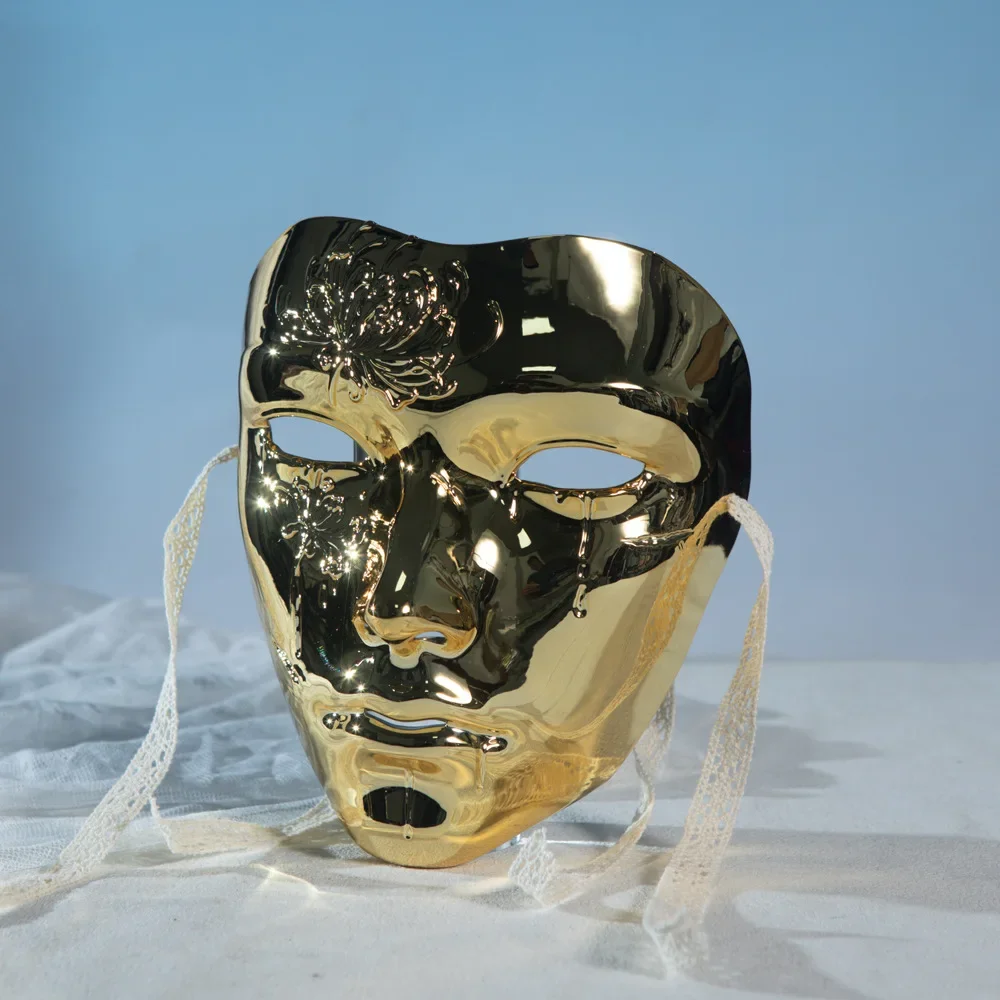 أقنعة الإحساس التكنولوجي قناع Cyberpunk حفلة تنكرية تأثيري زي الدعائم الرجعية الأزهار قطرة الدم الوجه قناع الرسم اليدوي