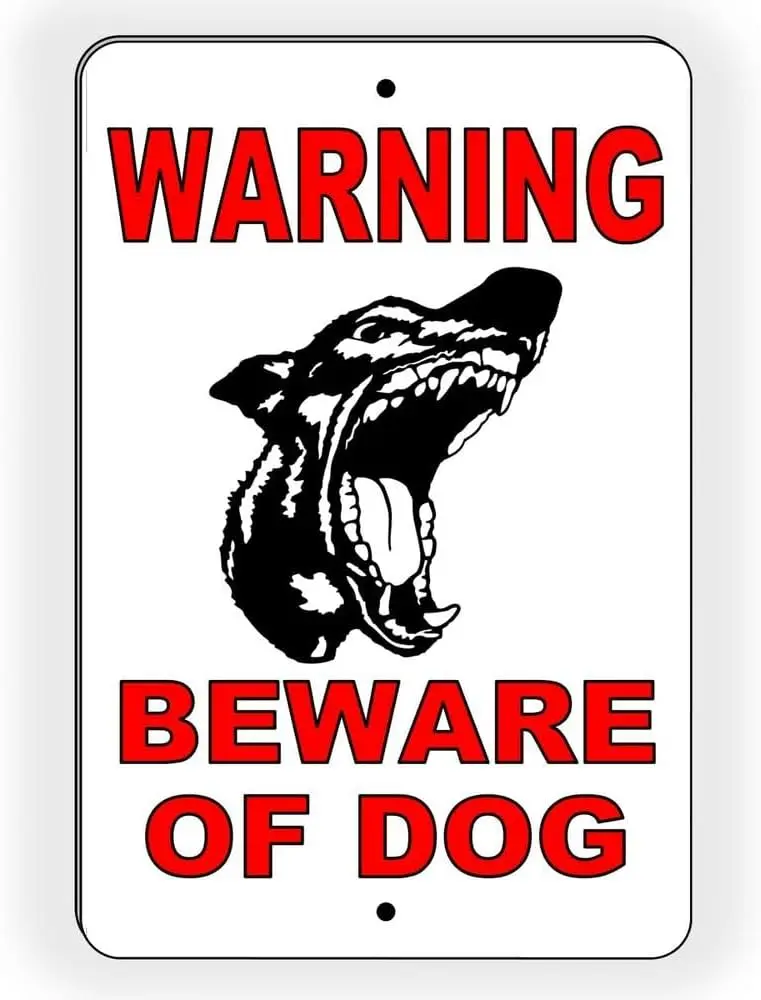 Warning Beware Of Dog Metal Sign doberman security attack guard bite stop 8 x 12 Inches (2)