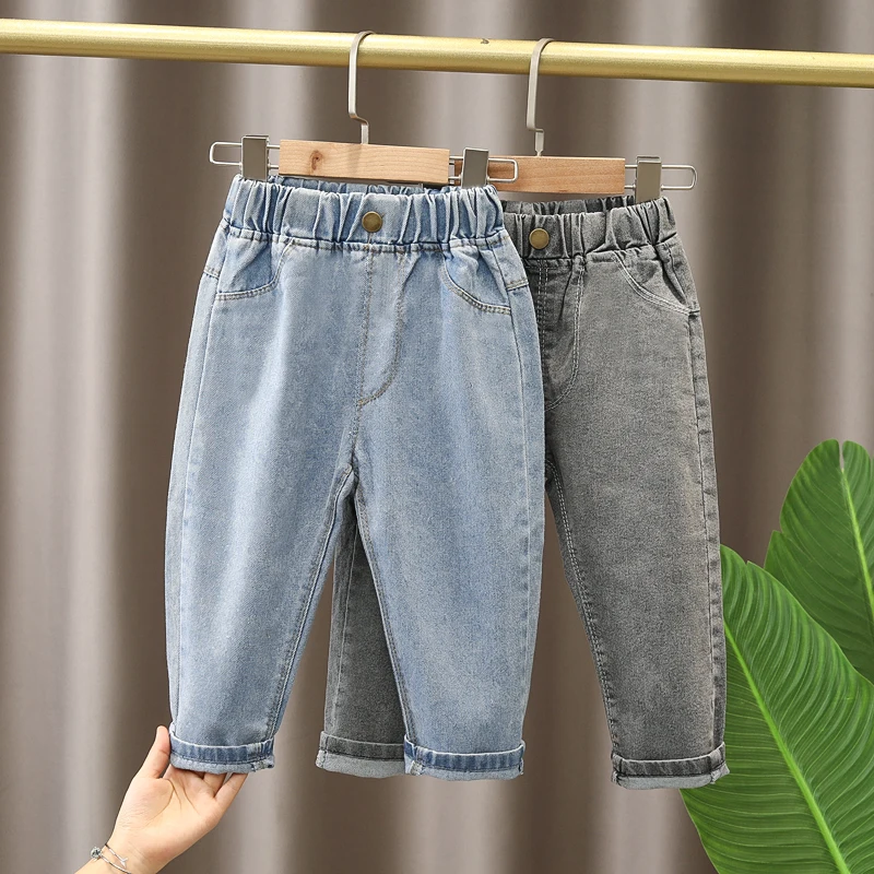 Spring fall kids Boys\' Clothes baby Elastic Band Stretch Denim Trousers for toddler children Boy Clothing Outer wear Jeans pants