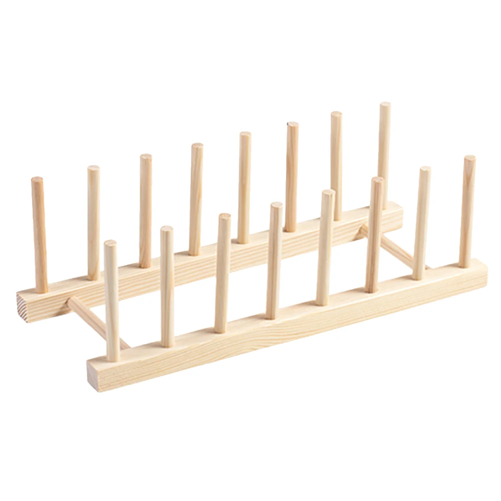 

Wooden Dish Storage Rack Solid Wood Plate Holder Kitchen Bowl Shelf Draining Home Cafe Hotel Small Size Easy Clean