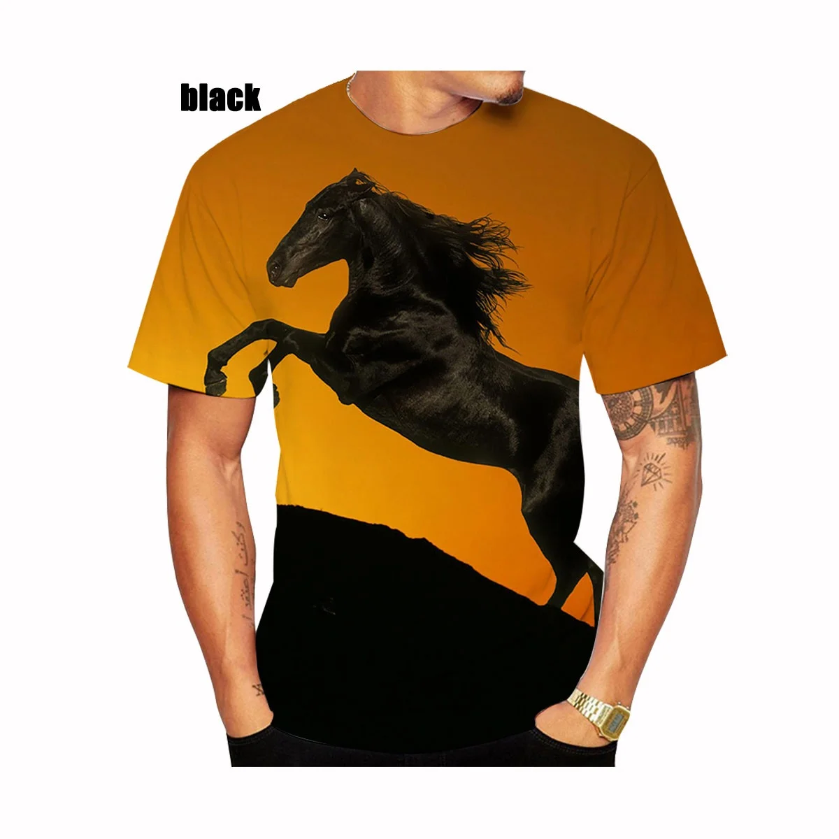 New Fashion Horse 3D Printied Mens and Women T Shirts Animal Horse Printied Casual Loose Short Sleeve Size XS-5XL