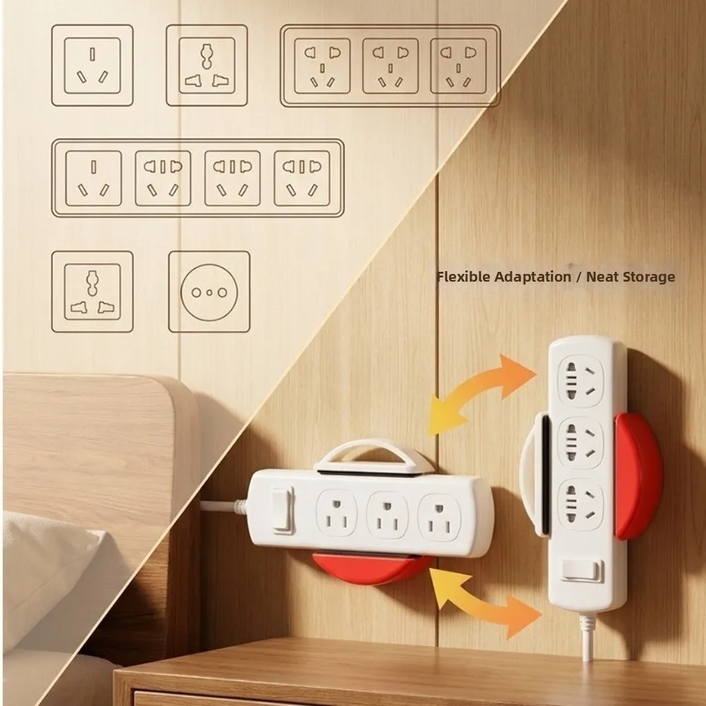 Plastic Power Strip Holder Adjustable No Drill Installation Holder Wall Mounted Suction Cup Cable Management Rack Home Office