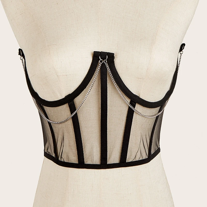 Corsetto in pizzo da donna corsetto in pizzo sexy con retro regolabile per top in lingerie da donna N58F