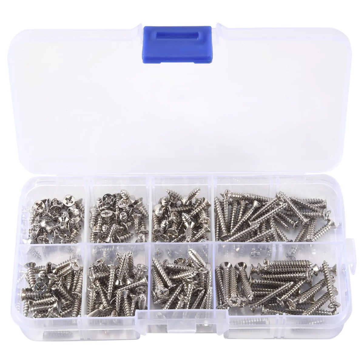 200Pcs M3 Stainless Steel Flat Head Screws Kits High Strength Self-Tapping Screws Assortment Set For Wood