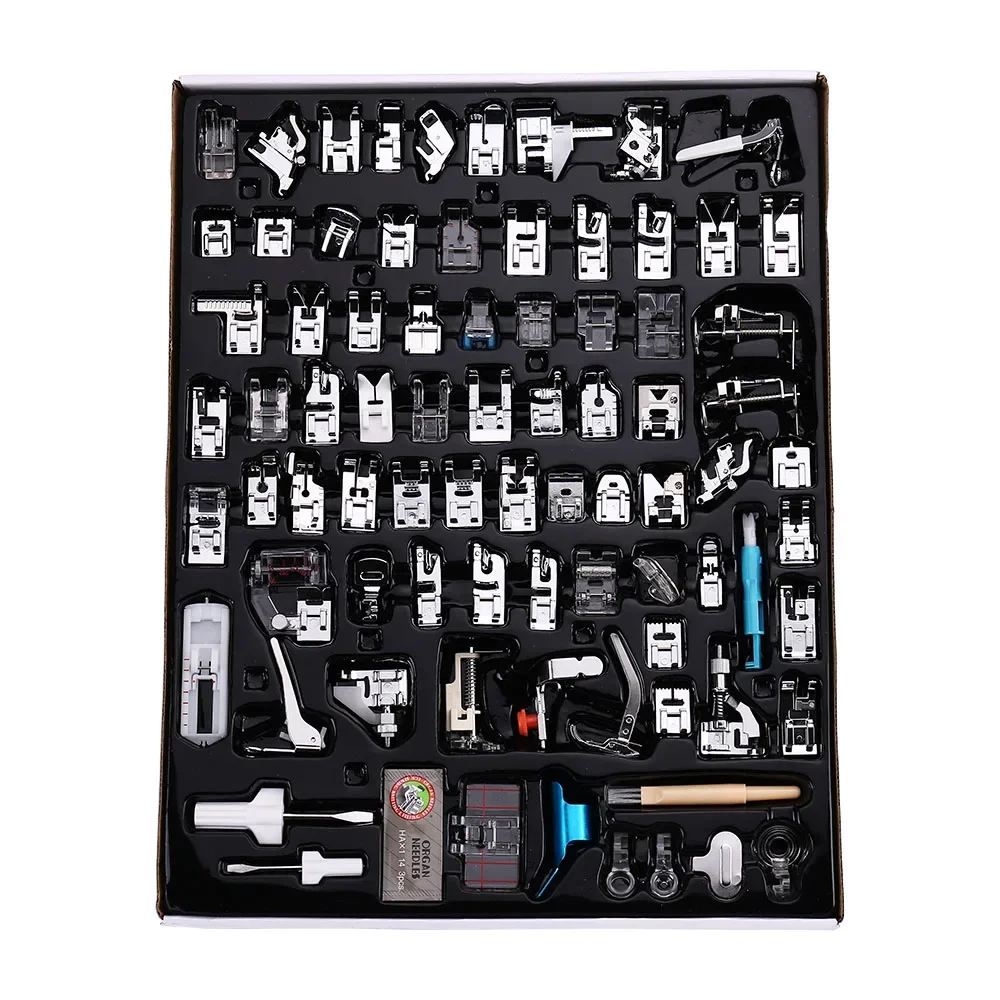 Sewing Machine Presser Foot 11-82pcs/Set Press For Brother Singer Kit Braiding Blind Stitch OverLock Zipper Ruler Parts