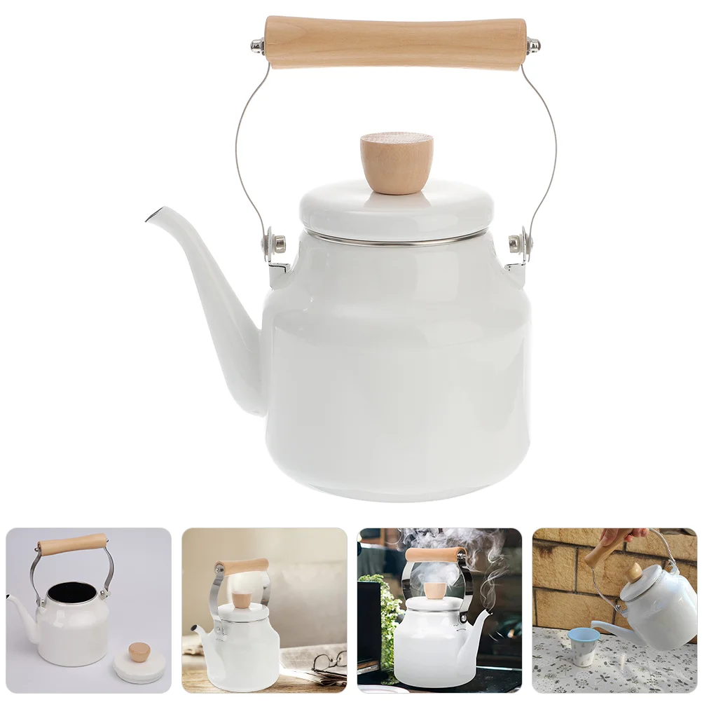 

Thickened Enamel Whistle Kettle Tea Water Boiler Teapot Camping Kettles Stovetop