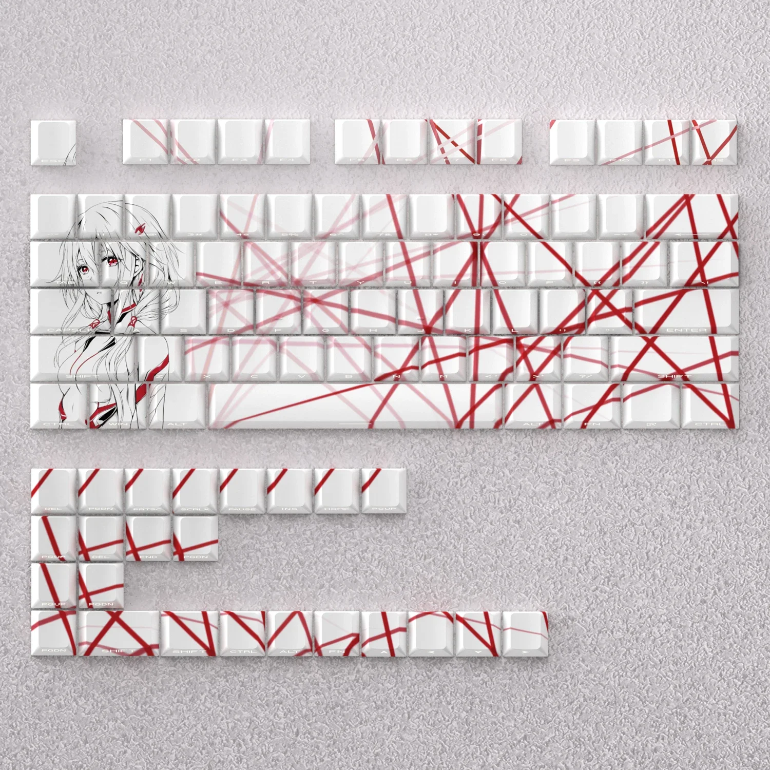 98 Keys Yuzuriha Inori Keycaps Side Print PBT Dye Sublimation Height Cherry Anime Backlight for Mechanical Keyboard AULA F75 PC