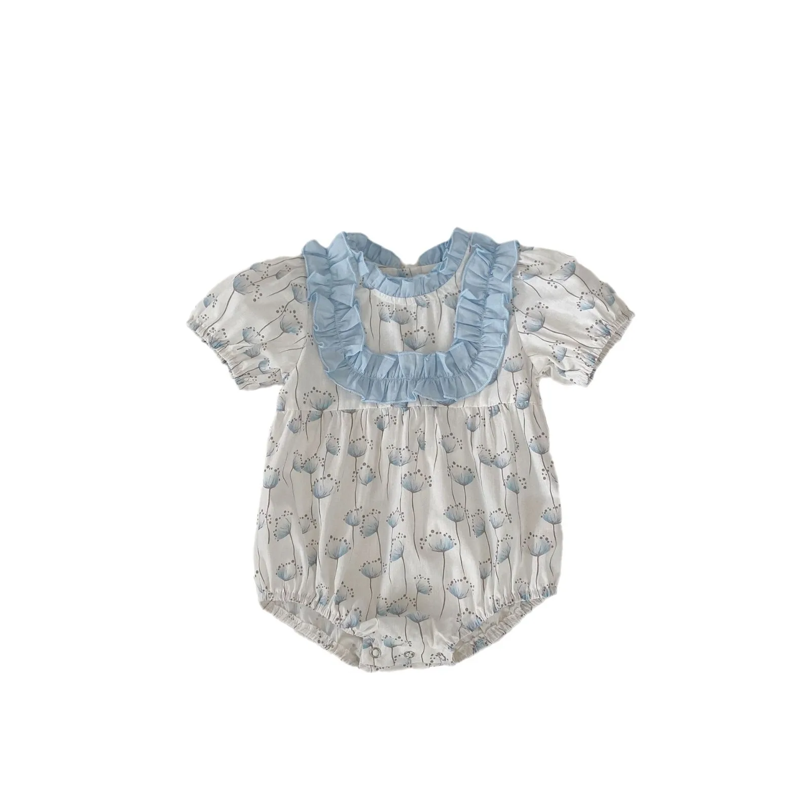 Summer New Girl Baby 0-3 Year Old Dandelion Printed Short Sleeves Countryside Style Ha Yi Bag Pi Yi Bodysuit Climbing Clothes